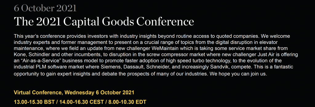 Rothschild&Co Redburn Capital Goods Conference 2021